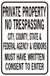 Private Property No Trespassing City County State And Federal Rectangle