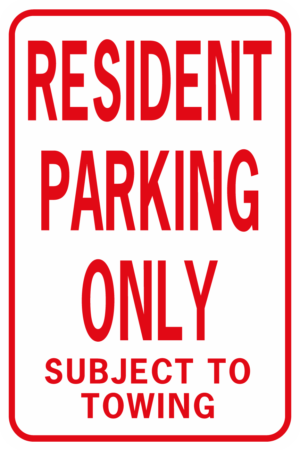 Resident Parking Only Subject To Towing No Arrow