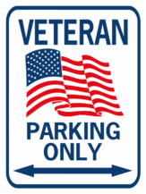 Veteran parking with flag