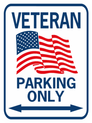 Veteran parking with flag