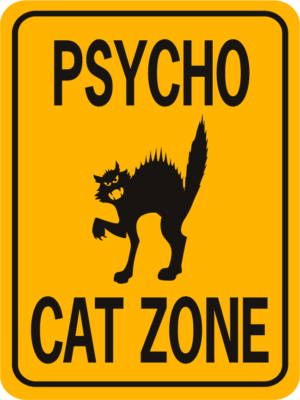 Cat Psycho Cat Zone cut out face funny aluminum sign