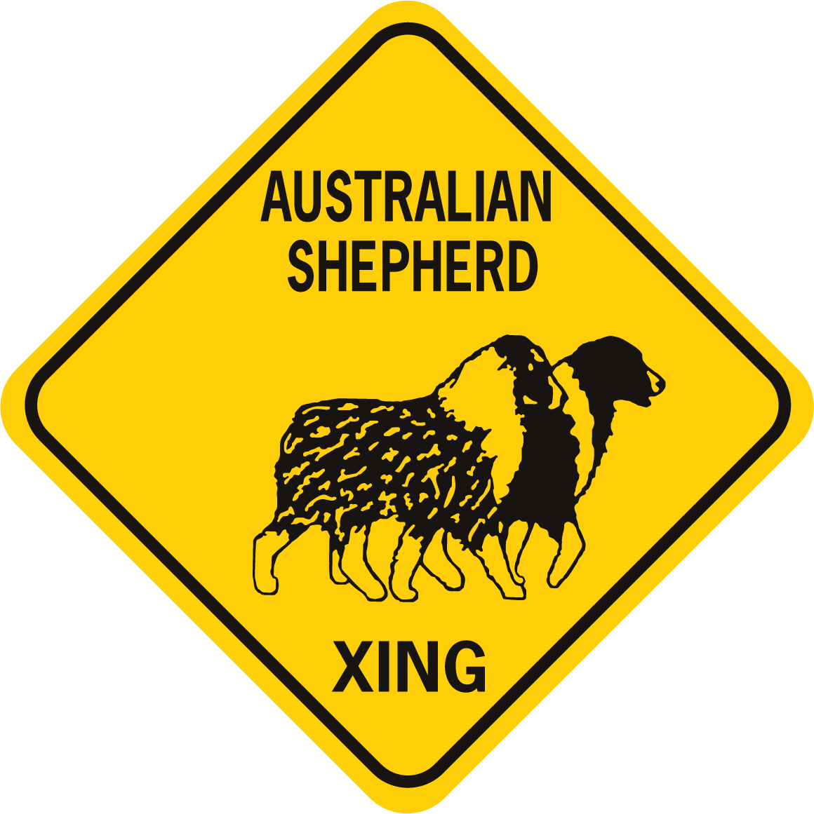 Australian Shepherd xing sign World Famous Sign Co.
