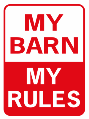 Horse My Barn My Rules funny aluminum sign