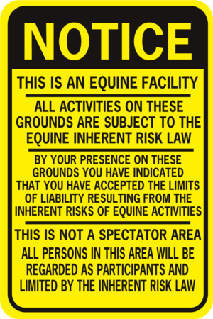 Notice Equine Liability Sign Generic