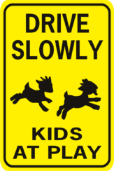 goat Drive Slowly Kids at Play rectangle 2 goats