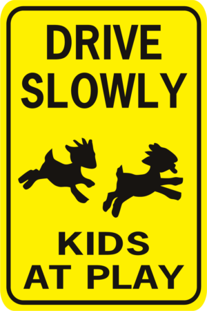 goat Drive Slowly Kids at Play rectangle 2 goats