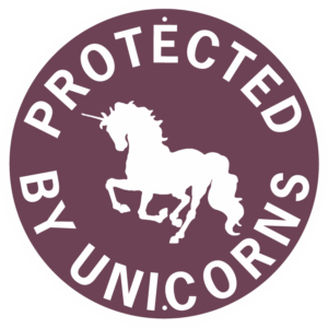 unicorn property protected by unicorns round purp wt