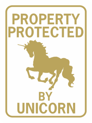 unicorn property protected by unicorn running gold wt