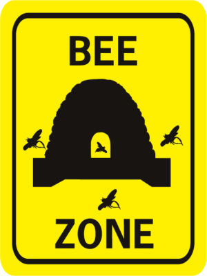 Bee Zone rectangle w hive